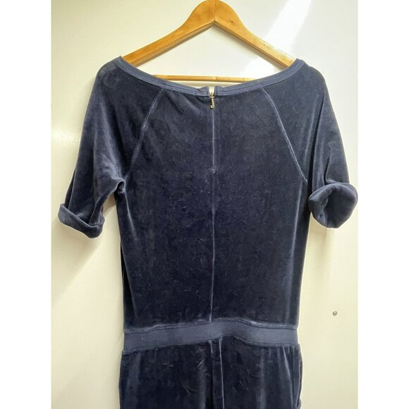 Juicy Couture Y2K Navy Blue Velvet Jumpsuit Size Small Woman’s - Picture 6 of 10
